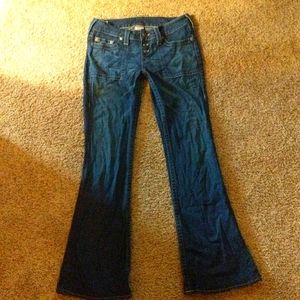 True Religion Flare Jeans Morgan Made in USA dark wash low rise size 32